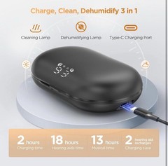 Royal Hearing , Hearing Aids for Seniors with Bluetooth F-AID Black With Case.