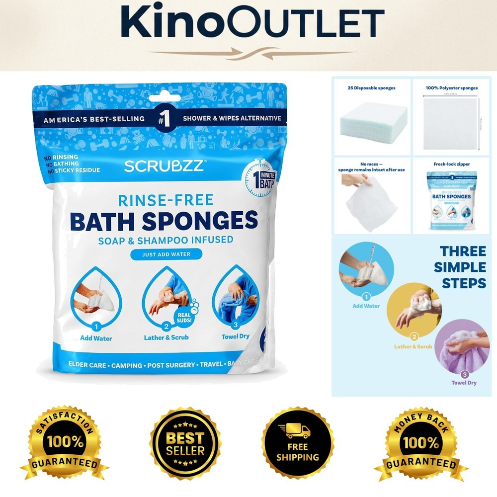 Travel-Ready 25 Pack Rinse-Free Bathing Wipes – Hypoallergenic & Moisturizing