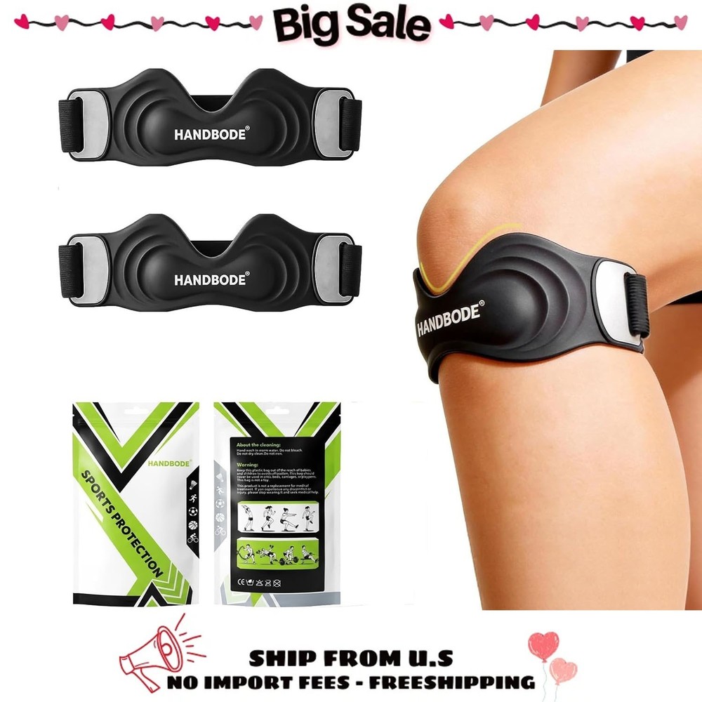 2 Pcs Patellar Tendon Support Strap, Silicone Knee Brace Adjustable, Pain Relief