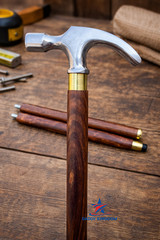 Antique Handle Hercules Hammer Style Brass Walking Stick Chrome Antique Cane