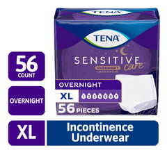 TENA Sensitive Care Incontinence Underwear Women XL 56 Count Overnight 39″-52″
