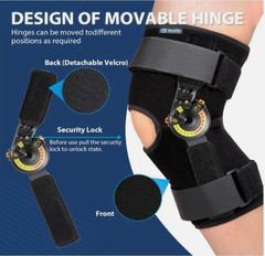 Nvorliy Unisex Adult Black Adjustable Hinged ROM Knee Brace Size XL Adjustable