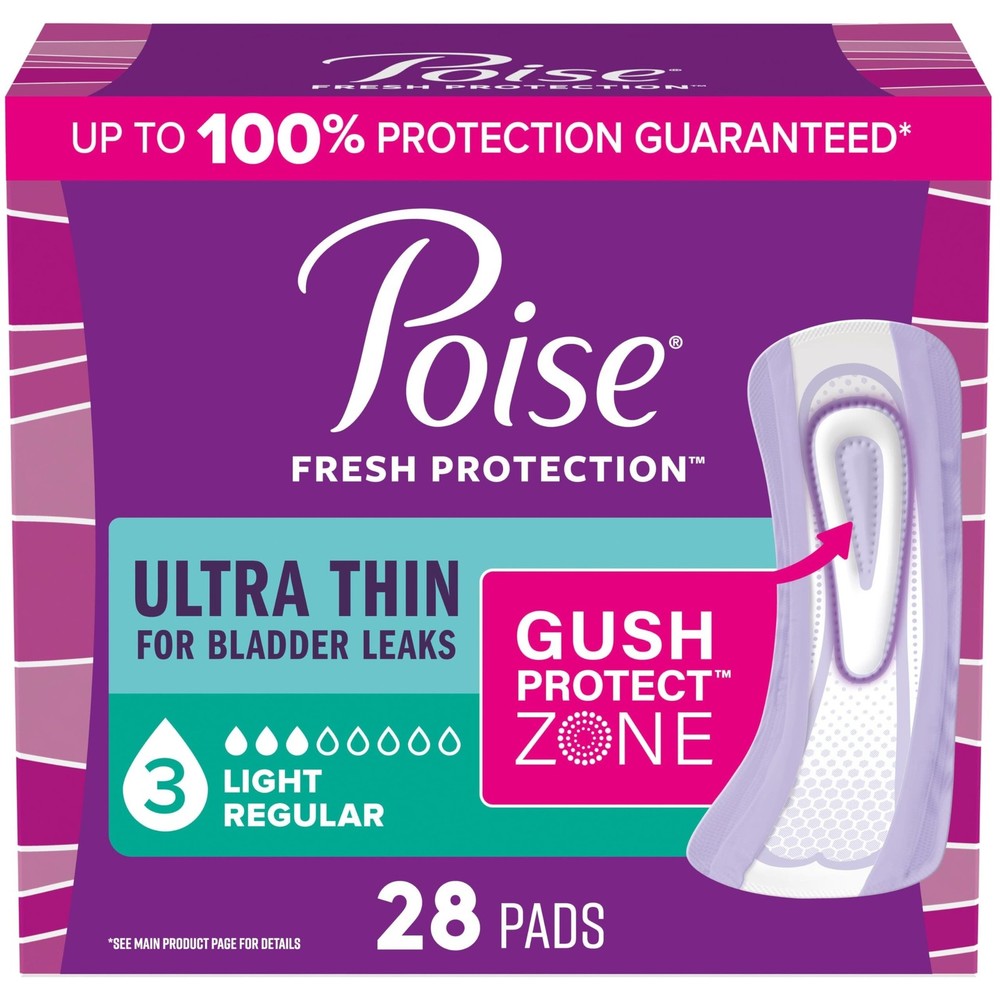 Poise Ultra Thin Incontinence & Postpartum Pads for Bladder Leaks, 3 Drop Lig…