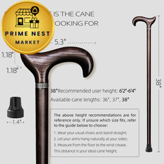 ispuoocti Walking Cane 36-38 Inches, 38″ (for 6’2″ to 6’4″), Maple Brown