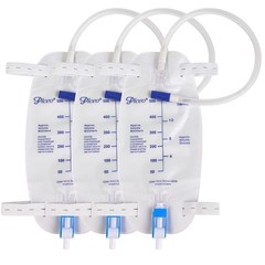 3 Pack Catheter Leg Bag 500ml Urinary Drainage w/ Valve Straps