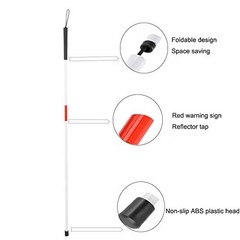 Aluminum Folding Walking Cane Stick Reflective Red for The Blind or White,Red