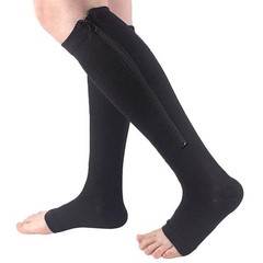 Nylon Zipper Compression Socks Support Graduated Stockings Mens Womens 20-30mmHg