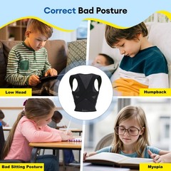 babaka Posture Corrector for Kids and Teens Adjustable Full Medium, Black