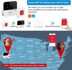 Wireless Caregiver Pager Life Alert System for Seniors No Monthly Fee, Wi-Fi APP