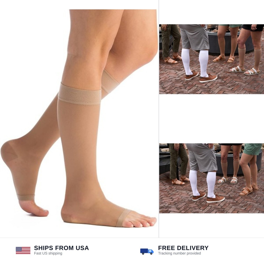 EvoNation Women’s Sheer 20-30 mmHg Compression Stockings – Knee High Open Toe…