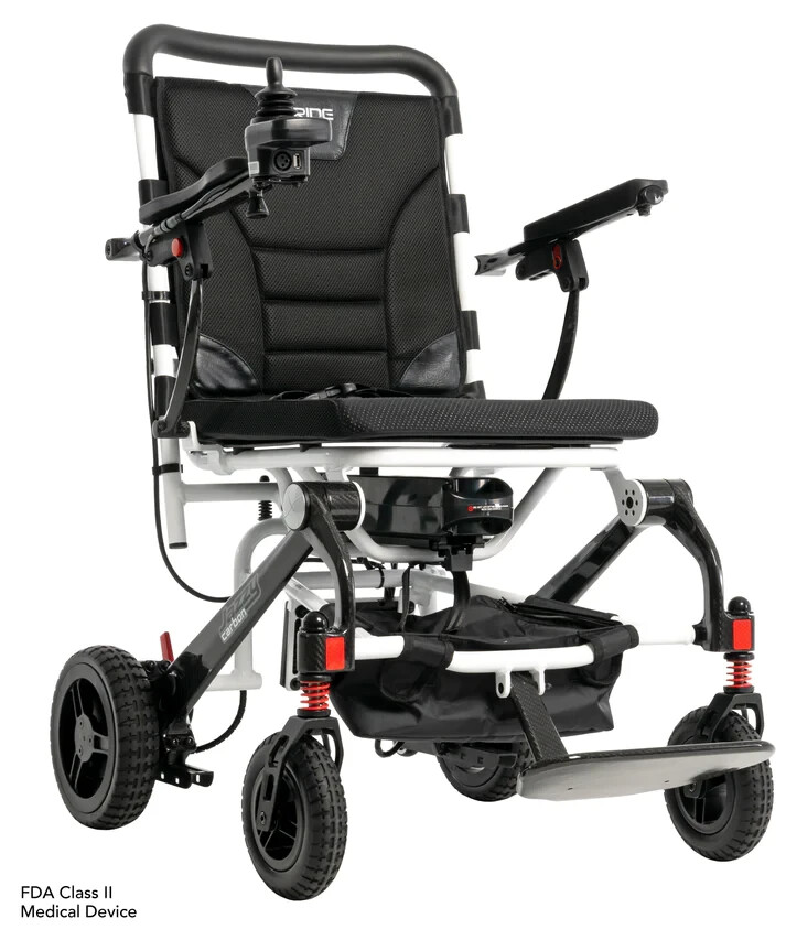 Pride Mobility Jazzy Carbon ULTRA Lightweight Folding Powerchair in White Color