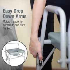 DMI Drop Arm Portable Toilet Commode, Extra-Wide Seat, 500 Pound Weight Capacity