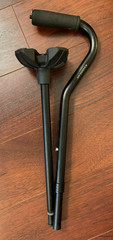 Folding Adjustable Quad Base Walking Cane KingGear F1 Self Standing Black