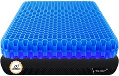 Gel Seat Cushion Jumbo 20 In Thick Pad Pressure Relief Back Support Pain Relief