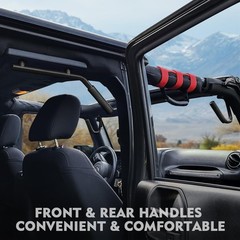 4-Piece Front & Rear Aluminum Grab Handles Kit, Heavy-Duty Roll Black