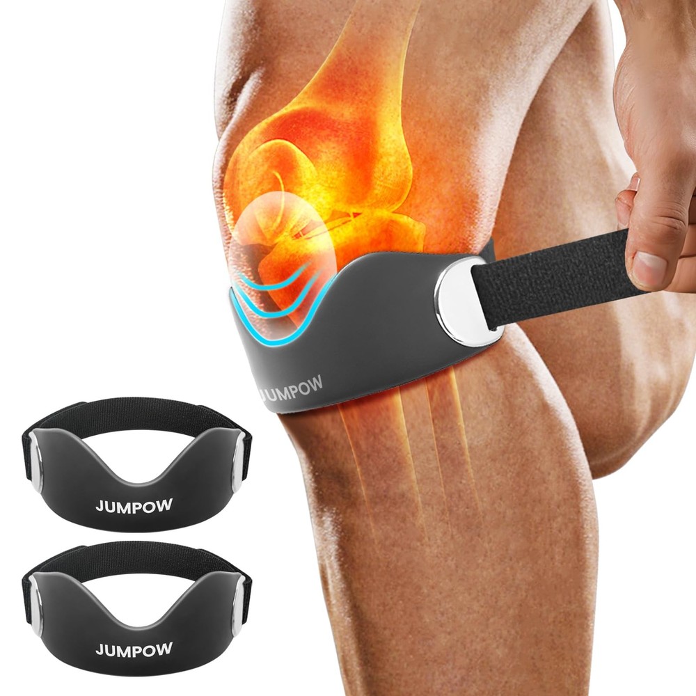 Silicone Patellar Tendon Support Strap – 2 Pack Adjustable Non-Slip Patella Band