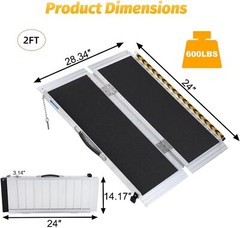 2-10ft Aluminum Multi-Folding Wheelchair Scooter Mobility Ramp Portable Non-Slip