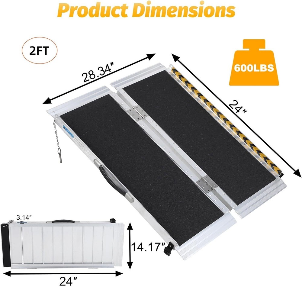 2/3/4/5/6/7/8/9/10FT Home Wheelchair Ramp Non-Skid Folding Aluminum Ramps Steps