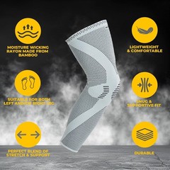 Knee & Leg Support Brace in Gray – Breathable Design for Left/Right Leg, Size S