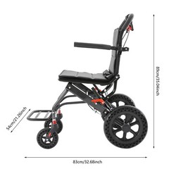 Foldable Wheeled Transport Chair 40*40cm Seat Size 270° Rotating Armrest Chair
