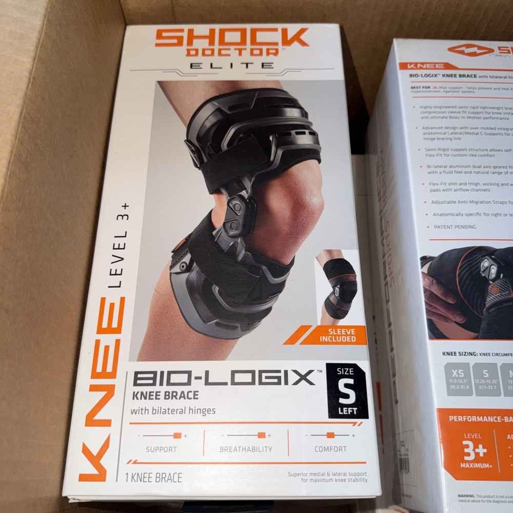 Shock Doctor Elite knee brace bio-logix bilateral hinges small left 12.25”-13.25