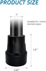 Natural Rubber 1 Inch Cane Tips – Pack of 2, Metal Reinforced for Reliability