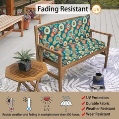 Magpie Fabrics Patio Bench 48″ W x 18″ D x 3″ H (1 Pack), A Floral Green