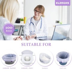 Commode Liners for Bedside Commode, Portable Toilet, Bed Pan, 100 Count Lavender