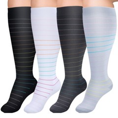 3/4/5 Pairs Plus Size Compression Socks Extra Wide Calf Knee High Support Socks