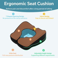 Adjustable Bed Sore Cushions for Butt, 2-Layer Memory Foam Bedsore Pressure R…