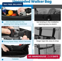 ZHCHG Walker Basket for Seniors, Walker Accessories, Folding Walker Bag with Lar