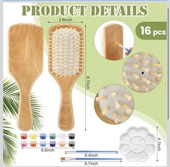 Meanplan 16 Set Diy Wooden Painting Kits Make Your Own Hair Brush Hand-Painted