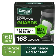 Depend Guards Incontinence Pads for Men, Maximum Absorbency, 168 Count