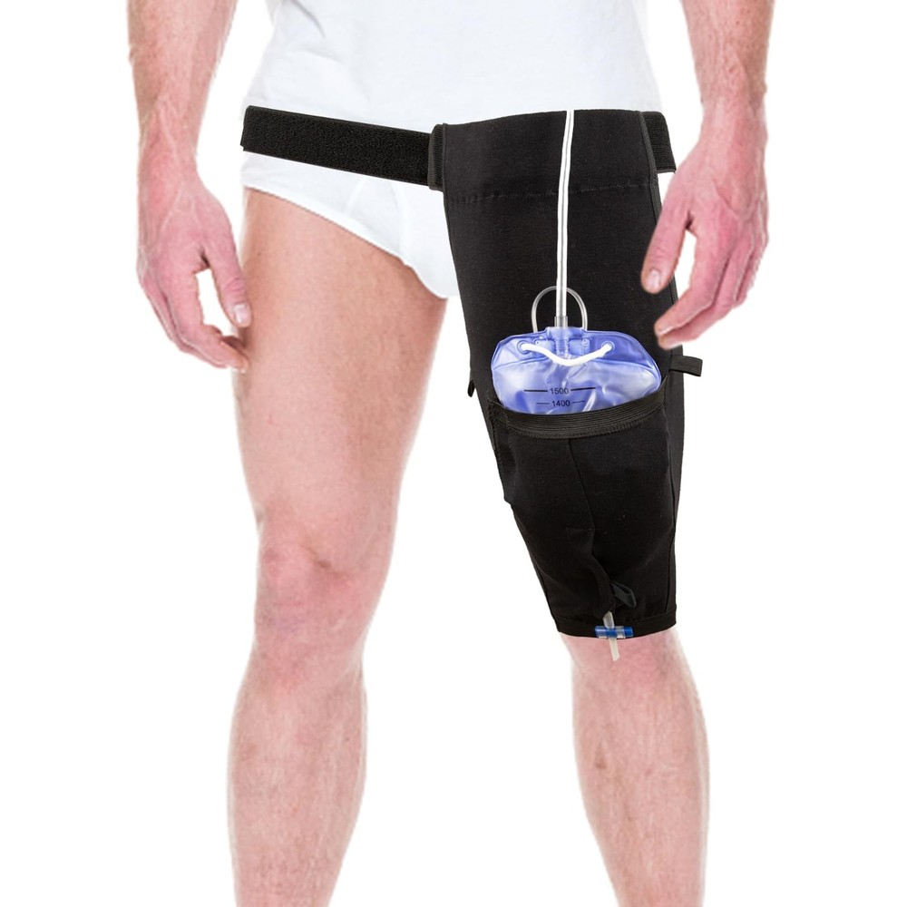 Catheter Leg Bag Holder Sleeve Cotton Fabric Urine Drainage Cover XL