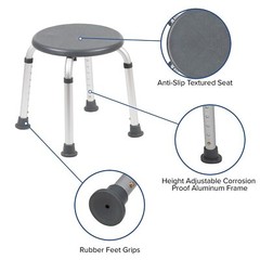 Grey Bath and Shower Chair with Nonslip Feet Adjustable Height Medical Grade …
