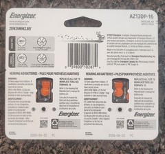 32 Energizer Hearing Aid Batteries Size 13, Orange Tab, (2) 16 Packs