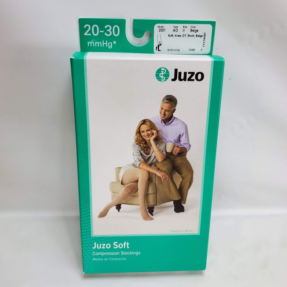 Juzo Soft Compression Stockings Unisex II Beige 20-30 mmHg Open Toe Short NEW