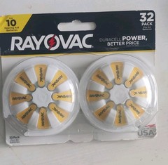 Five (5) Pack Rayovac Hearing Aid Batteries Size 10, 32 Ea, 160 Total, 7/27 9/27