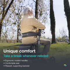 Lightweight Foldable Rollator with Seat & 360° Swivel Wheels for Seniors