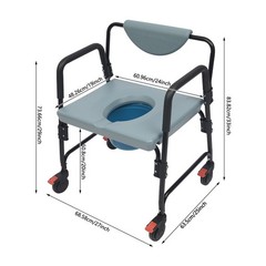 Toilet Chair With Wheels Rolling Bedside Commode Chair Max. Load Capacity 250kg