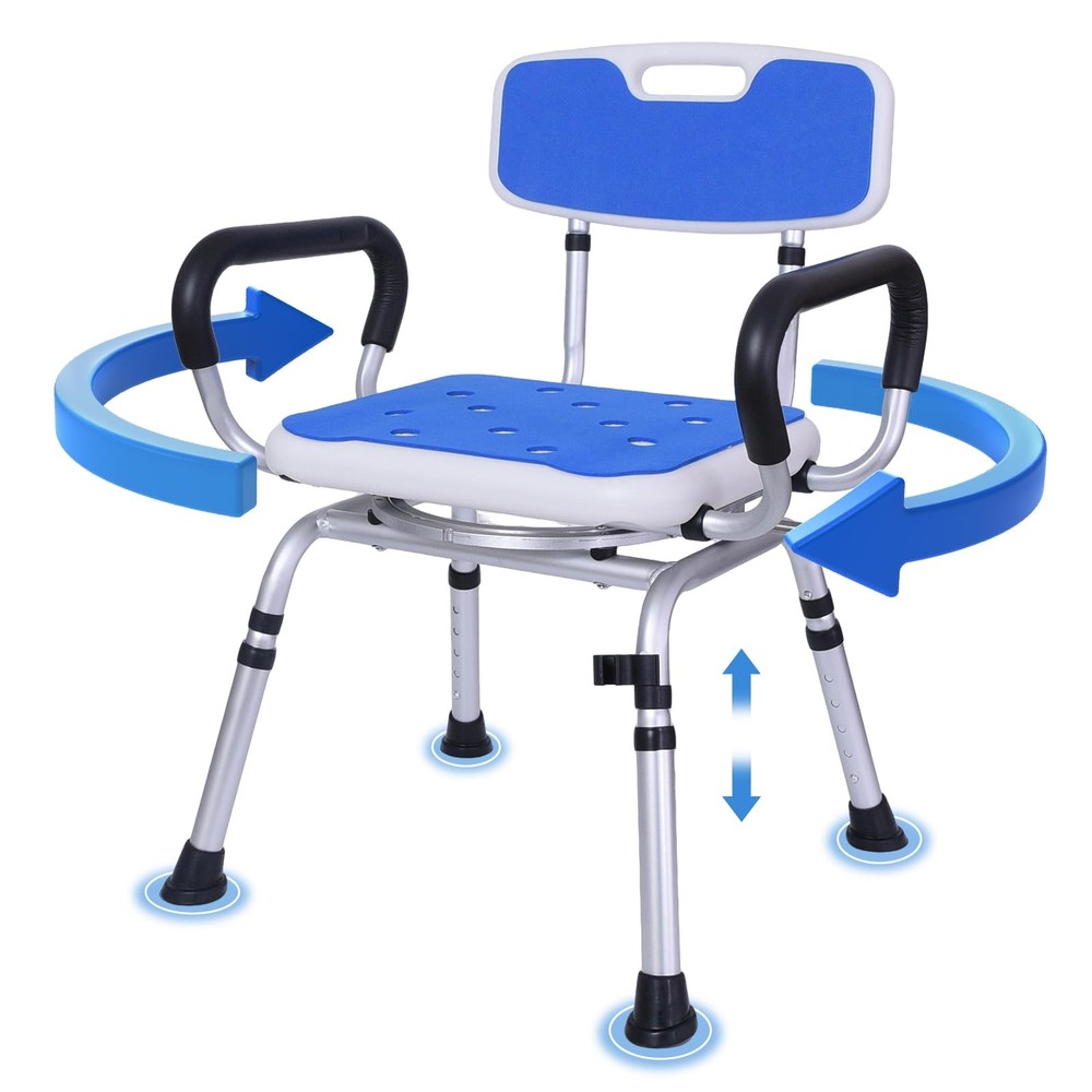 Swivel Shower Chair: 400 lbs Heavy Duty Shower Chair for Elderly Disabled Inj…