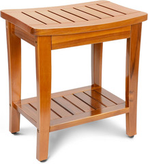16″ Teak Shower Bench with Shelf – Durable Waterproof Stool for Indoor/Outdoor U