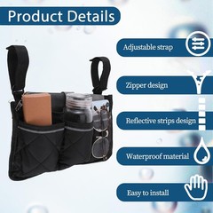 Wheelchair Side Bag Wheelchair Armrest Storage Pouch Pocket For Walkers Rollator