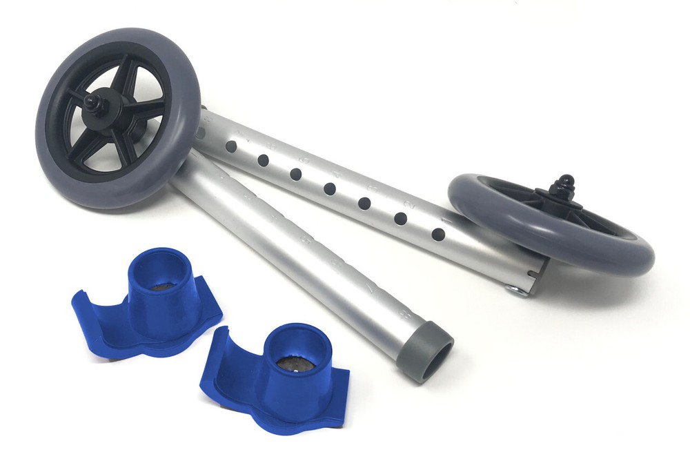 Universal 5″ Walker Wheel Kit with Heavy Duty Ski Glides – All Colors