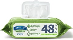 Medline FitRight Aloe Personal Cleansing Cloth Wipes, Scented, Pack of 48