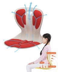 Ergonomic Back Support Posture Corrector for Kids, Flexible Chair Cushion – Red