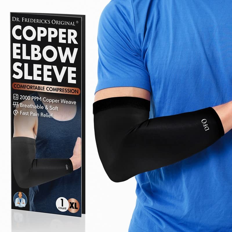 Dr. Frederick’s Original Copper Compression Elbow Sleeve, X-Large, Black