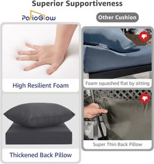 Outdoor Seat Cushion Set 24 x 24 x 4 Inch, Waterproof & 24 x 24 Grey