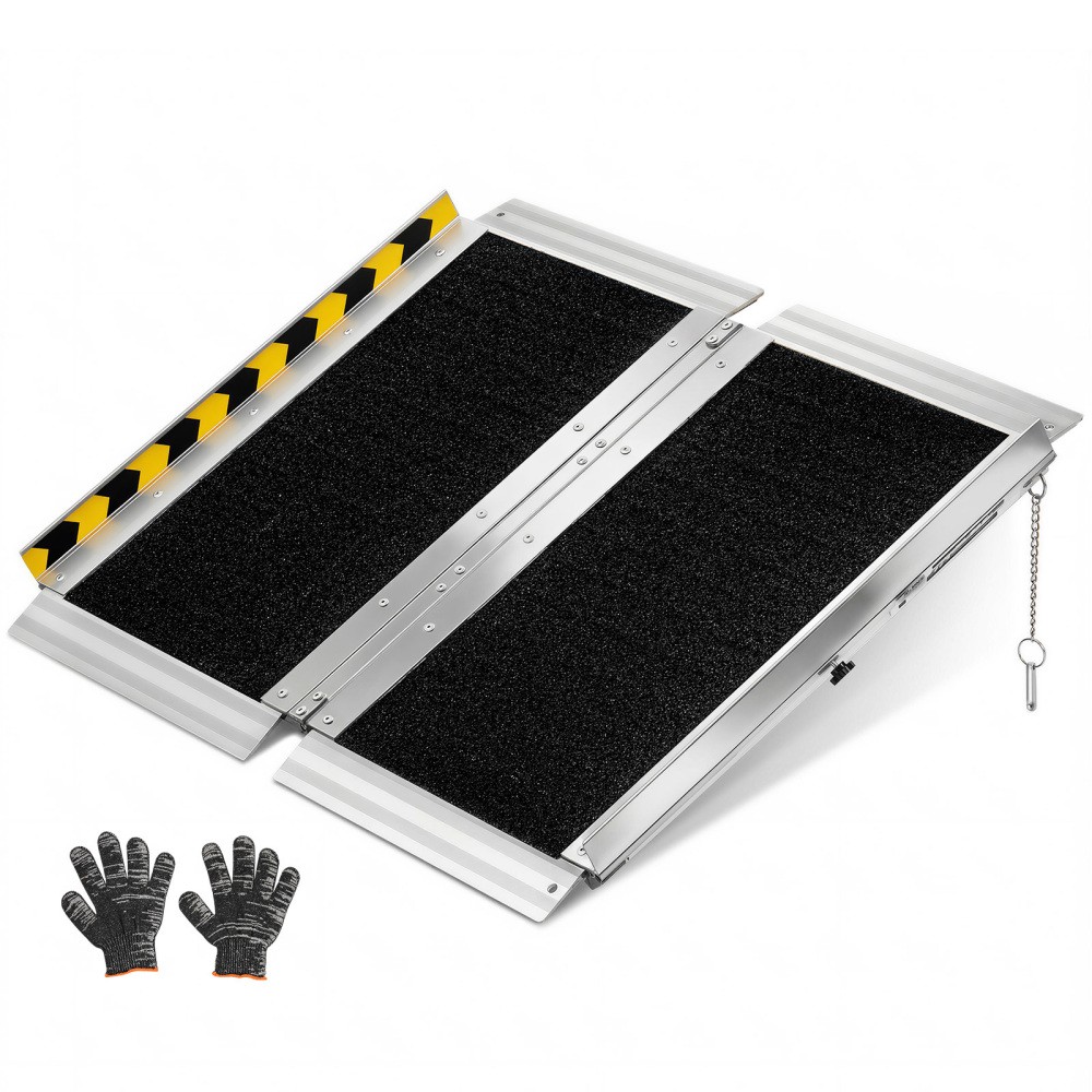 1. 2FT 800LBS Aluminum Folding Wheelchair Ramp Non Slip for Home Steps Doorway