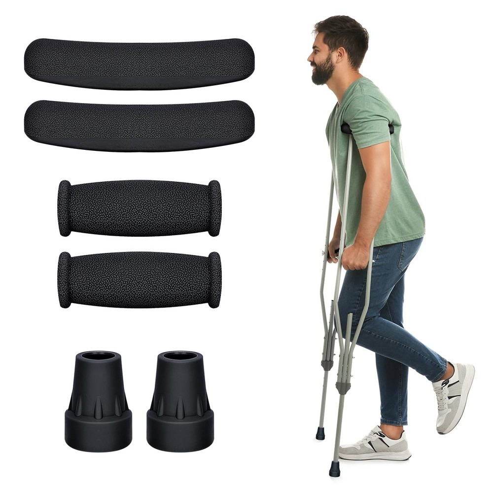 supregear Crutch Pads, Padding for Walking Arm Crutches, Hand Grips and Black